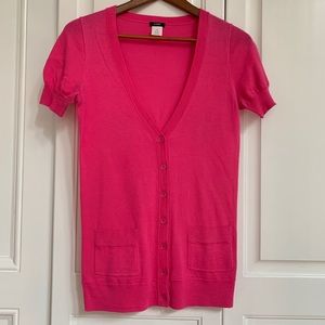 J crew pink short sleeved cardigan. Worn 3x.